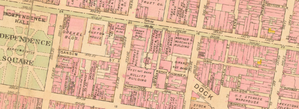 Historic map of Philly, showing detail around Chemical Heritage Foundation