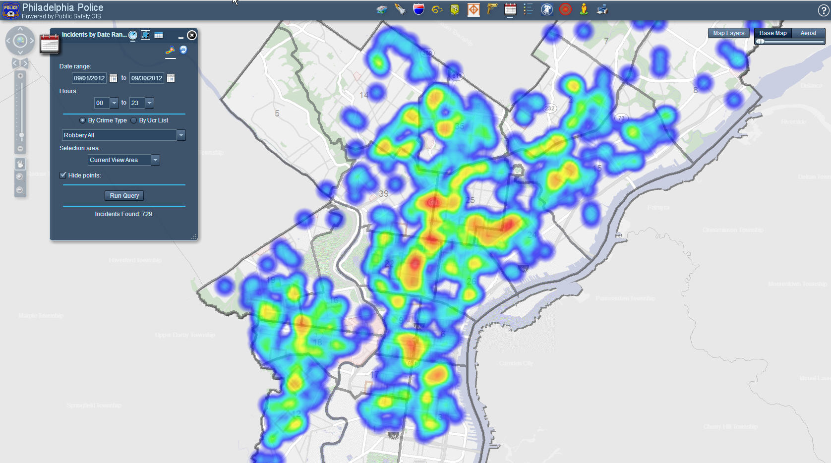 Map of Philadelphia Crime hot spots